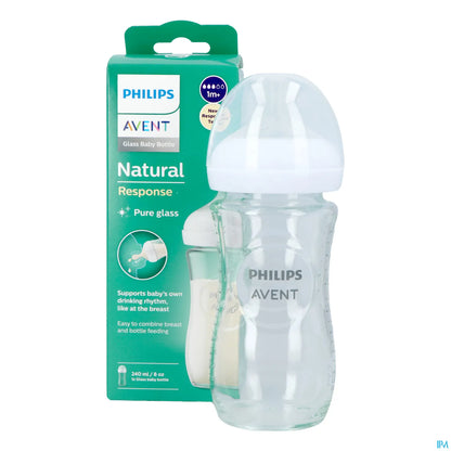 Biberon in vetro Philips Avent Natural Response 240 ml + tettarella in silicone 1m+