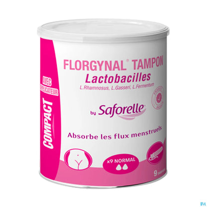 Saforelle Florgynal Tampons Probiotique Avec Applicateur Compact Normal 9 Unités