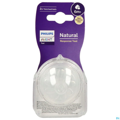 Philips Avent Natural Response Silicone Tétine 6m+ pour Liquides Épais - Pack de 2