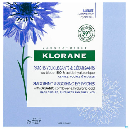 Smoothing Eye Patches Hydro Gel Organic Cornflower Hyaluronic Acid 7 Pairs