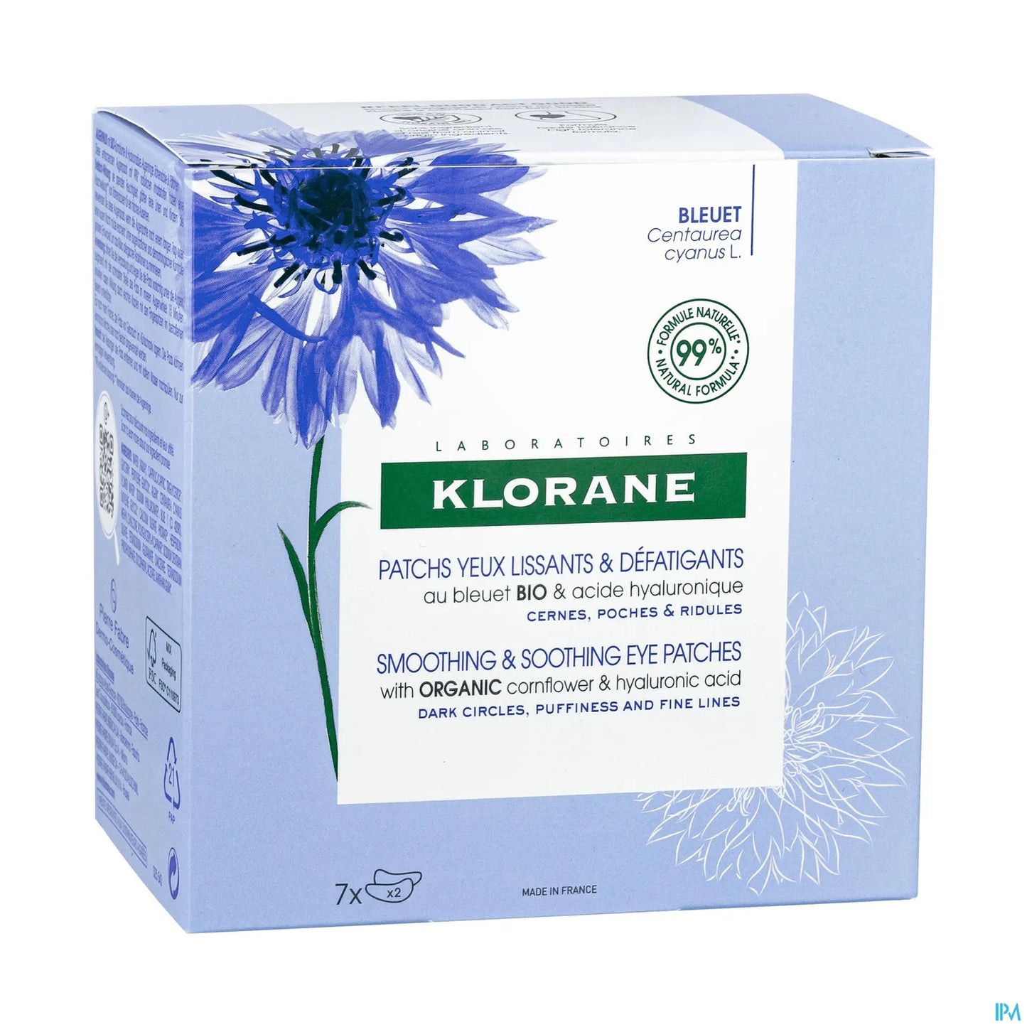 Smoothing Eye Patches Hydro Gel Organic Cornflower Hyaluronic Acid 7 Pairs