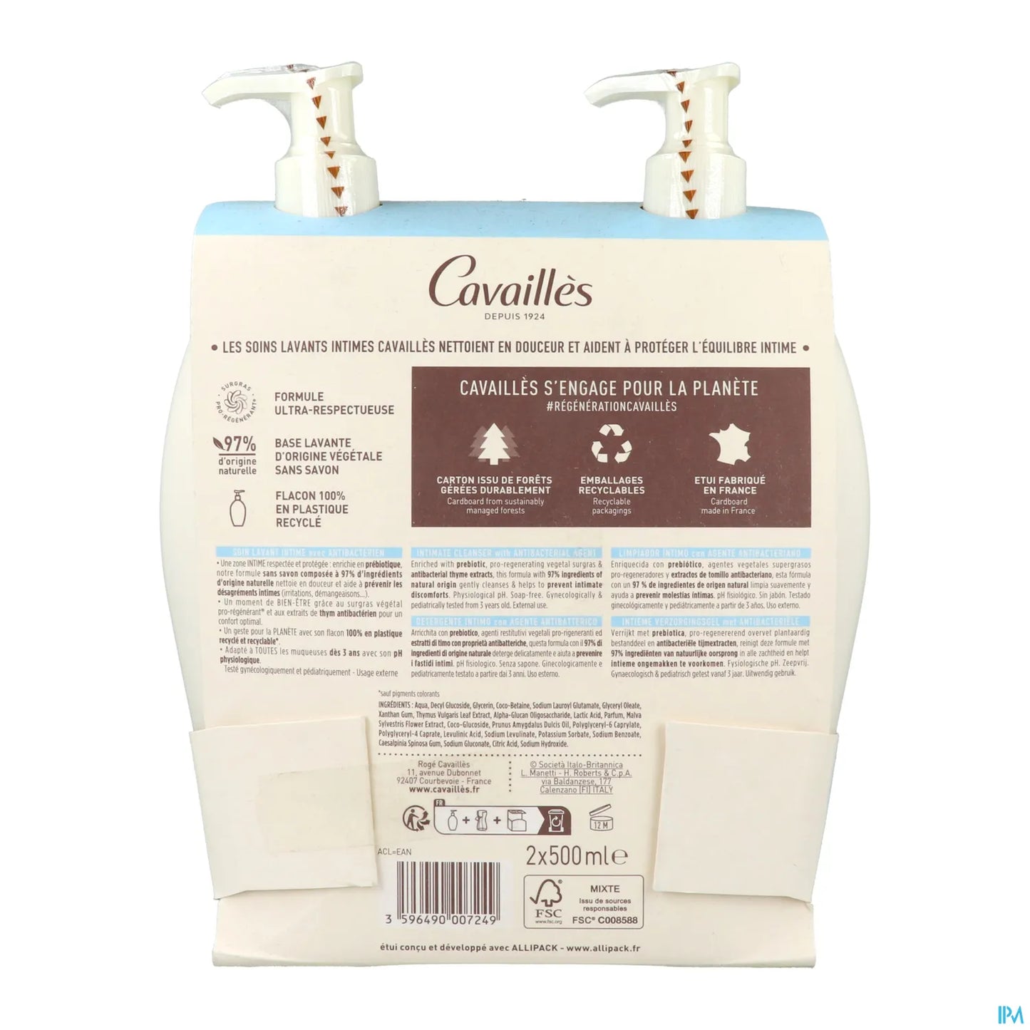 Rogé Cavaillès Antibacterial Intimate Cleansing Care 2x500ml