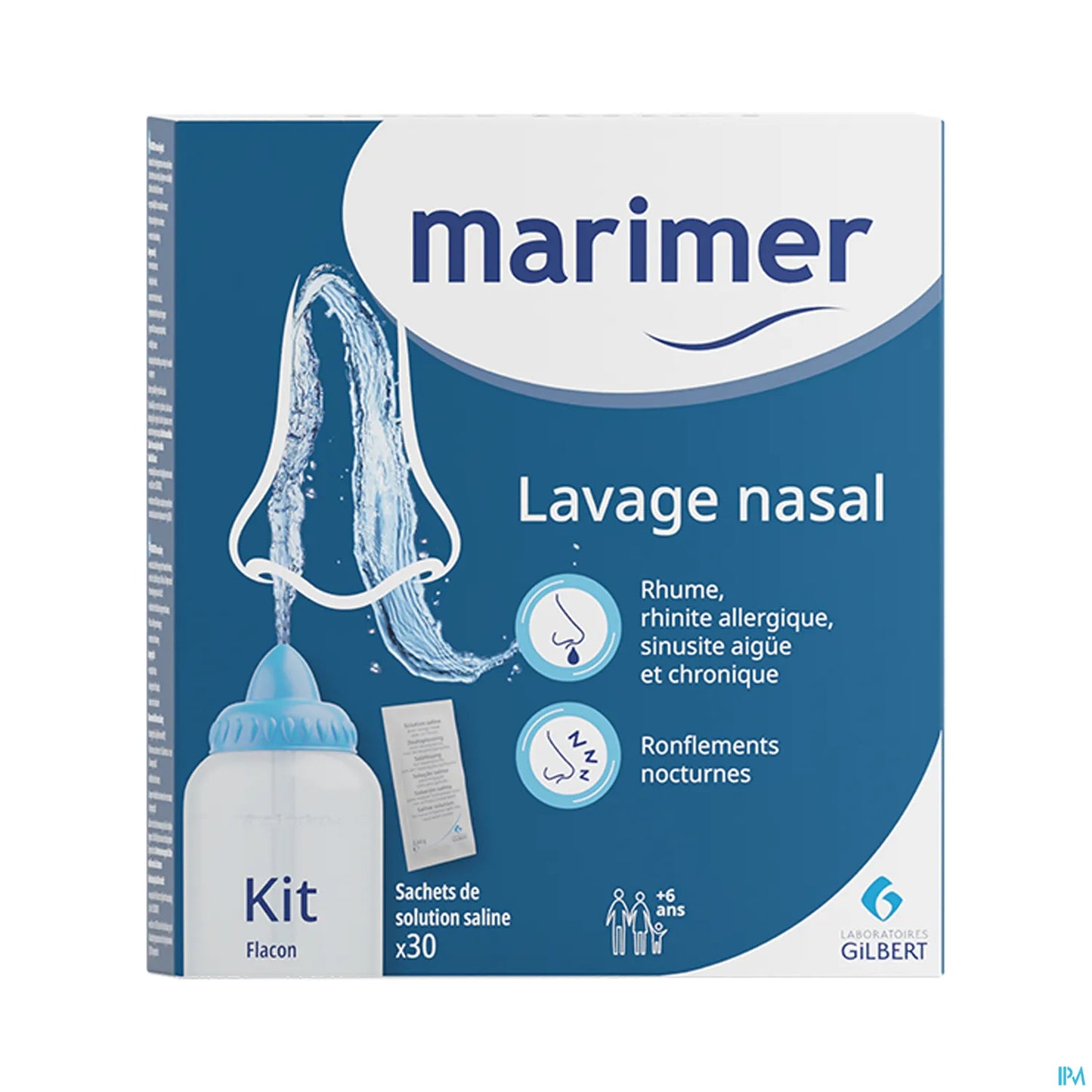 Marimer Kit Lavage Nasal Flacon Avec 30 Sachets de Solution Saline