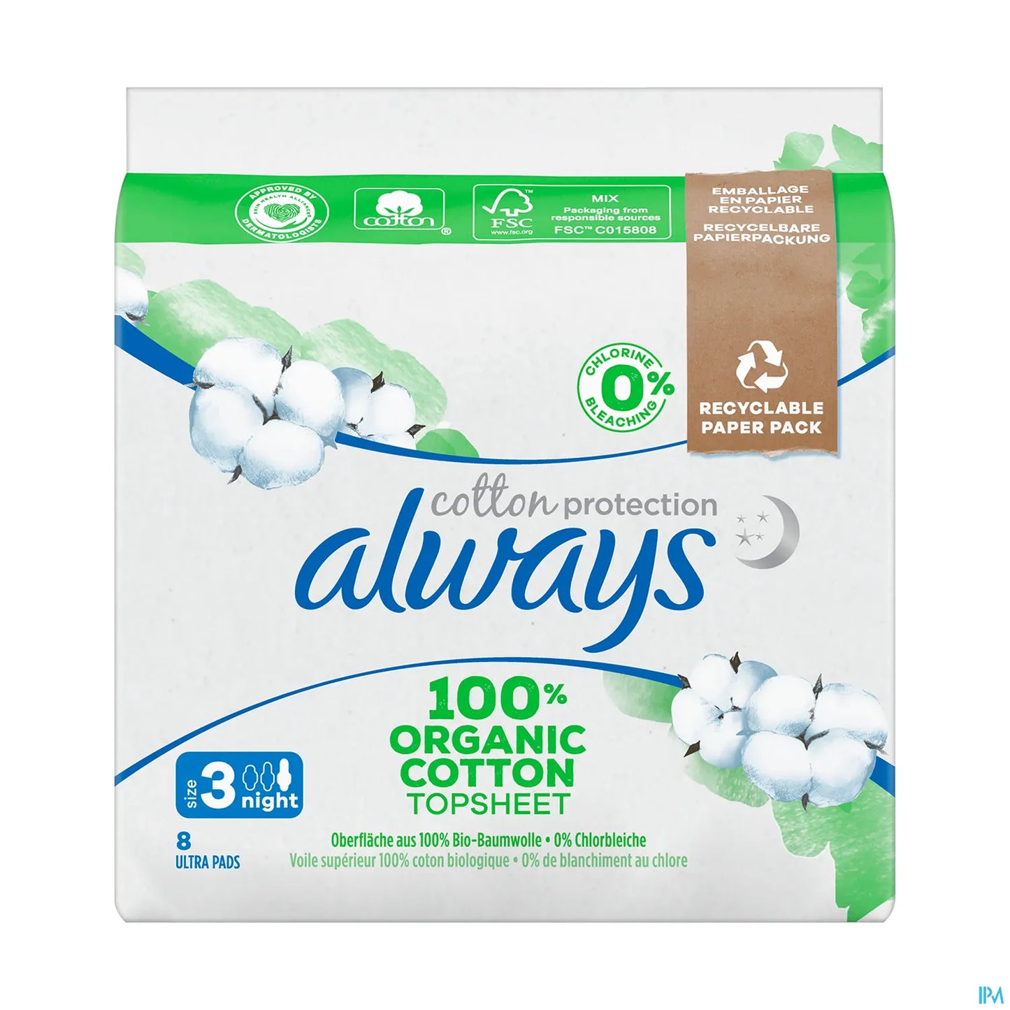 Cotton Protection 8 Night Sanitary Towels Size 3