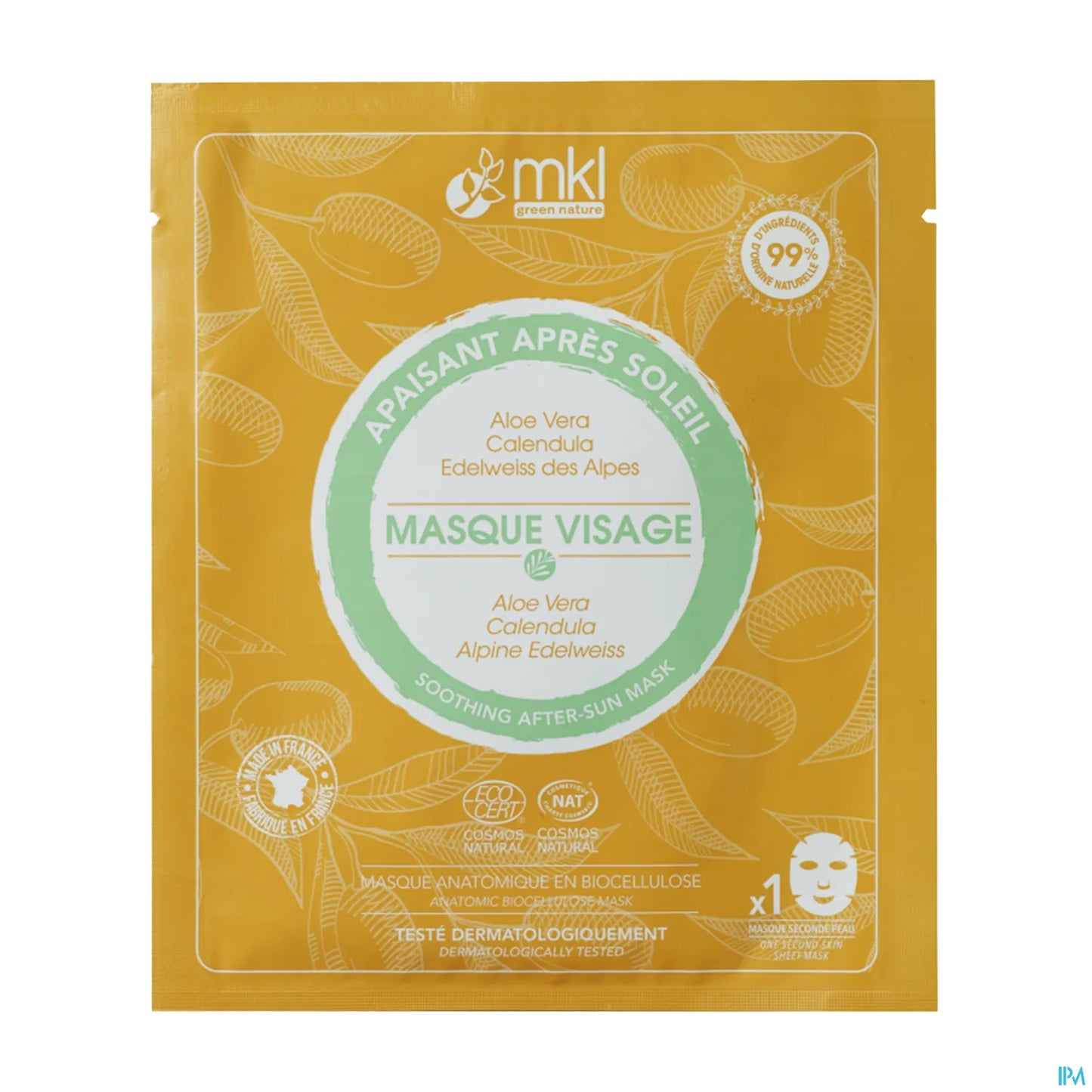 Maschera viso lenitiva in biocellulosa Green Nature 1 unità