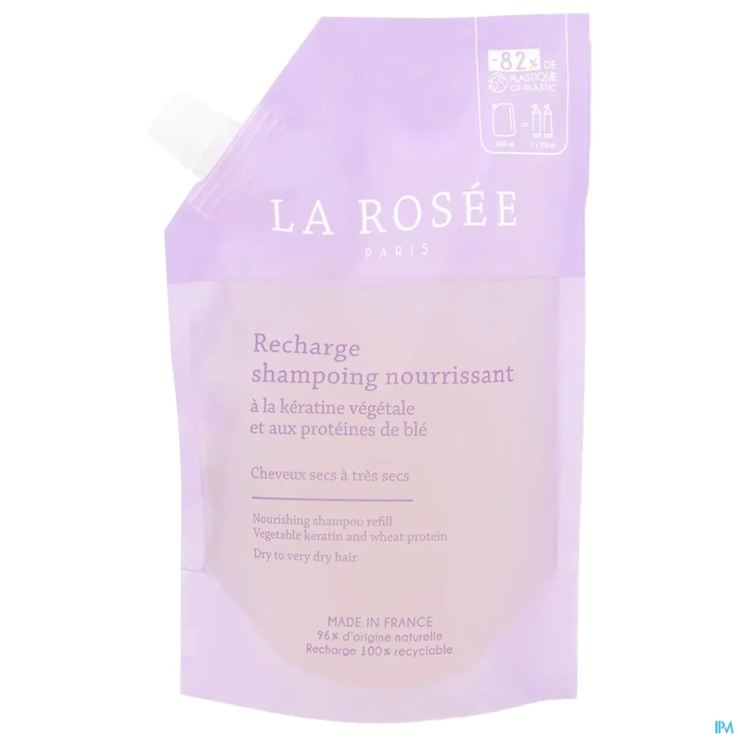 Shampoing Nourrissant Kératine Végétale Protéines de Blé Eco-Recharge 400ml