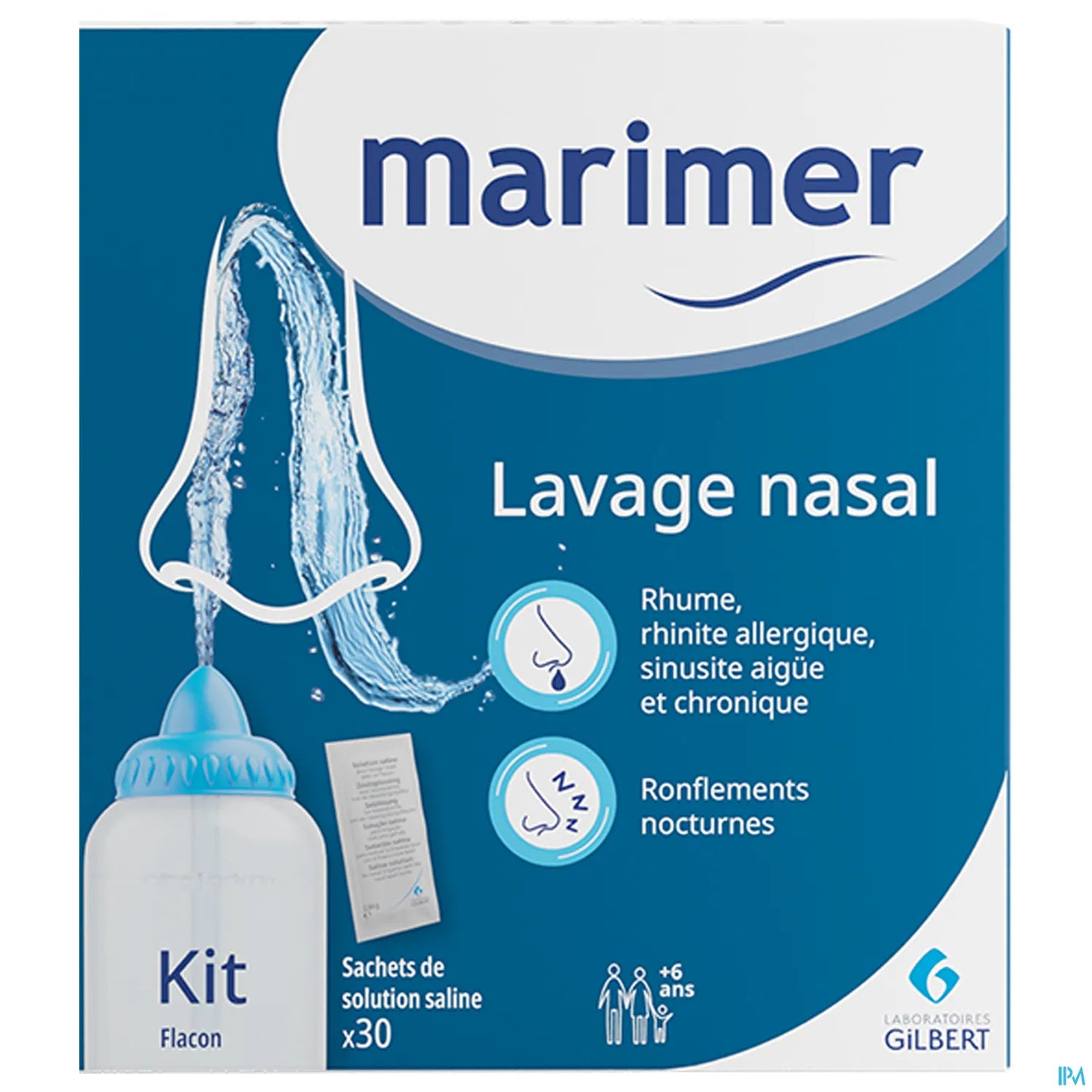 Marimer Kit Lavage Nasal Flacon Avec 30 Sachets de Solution Saline