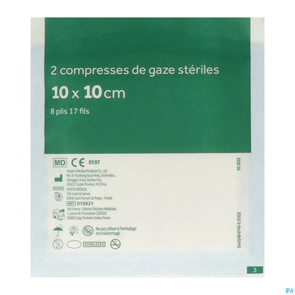 Compresse De Gaze Stérile 10 Cm X 10 Cm Sachet 2 X 10