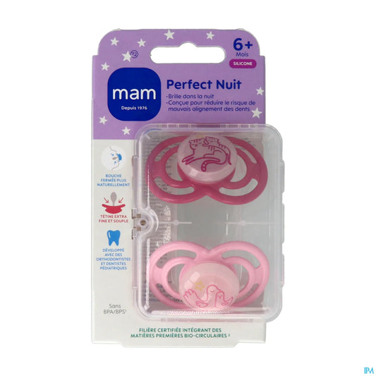 Set di 2 ciucci in silicone Perfect Night +6 mesi