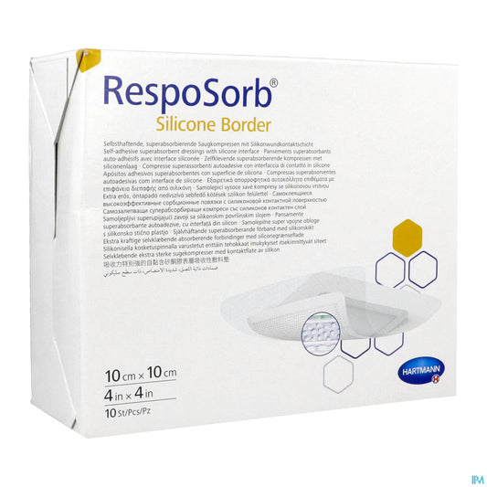 Resposorb Silicone Border Dressing 10x10cm Box of 10