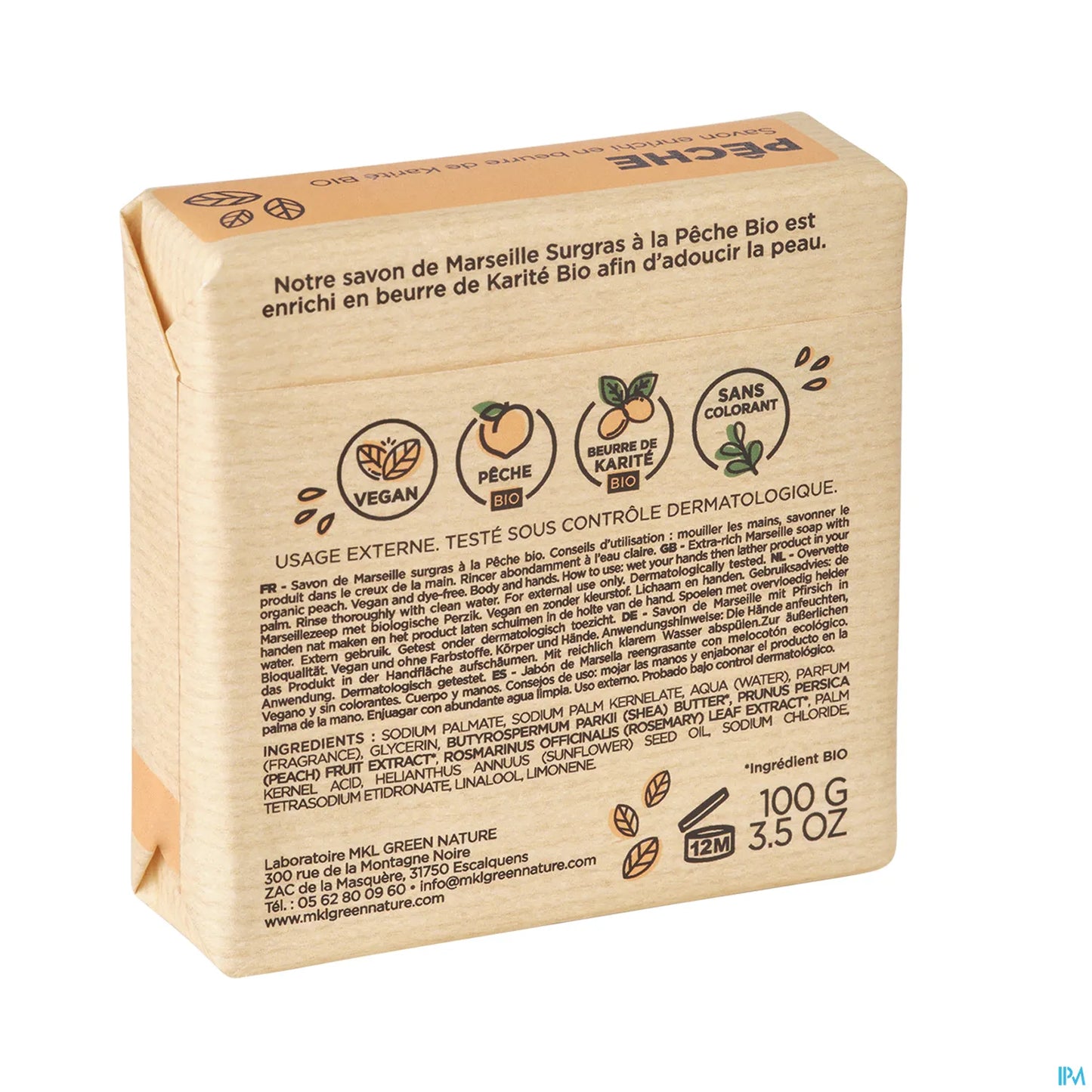 Sapone di Marsiglia Green Nature alla pesca 100 g
