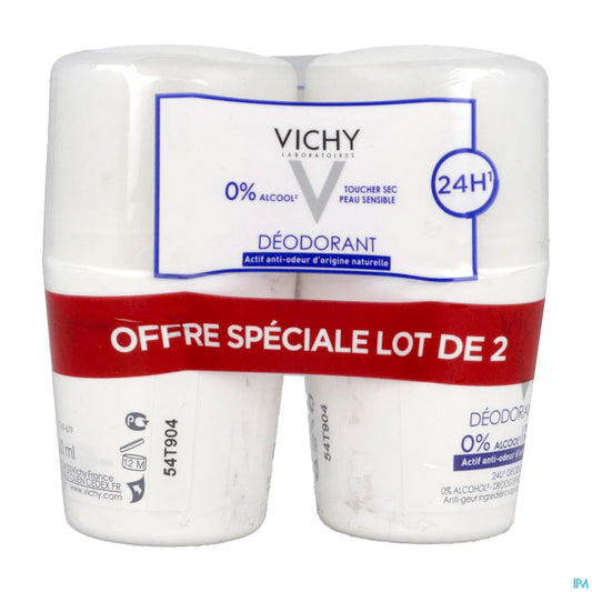 Deodorante 24H Dry Touch per pelli sensibili senza sali di alluminio, confezione da 2 x 50 ml