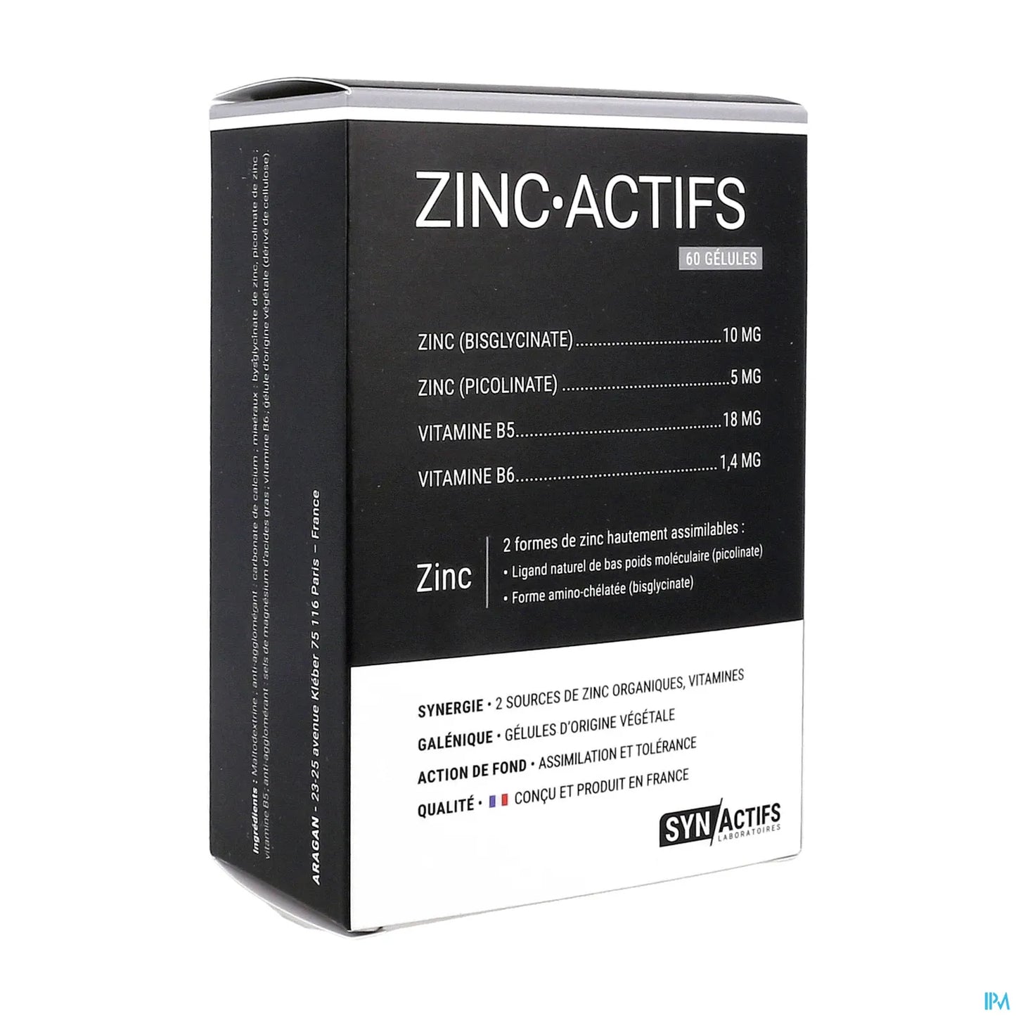 SynActifs ZincActifs Zinc et Vitamine B5 60 Gélules