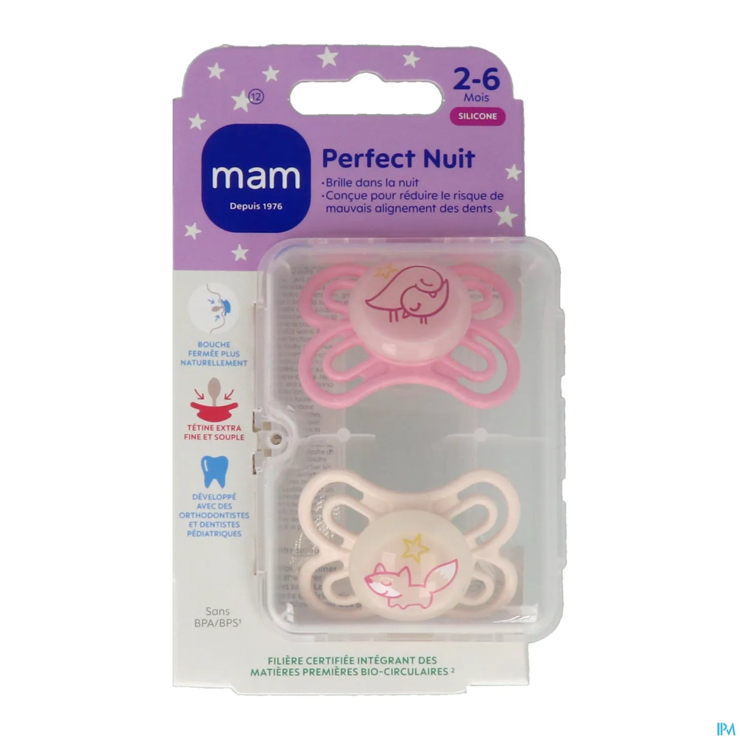 Ciuccio Perfect Night 2-6 mesi in silicone x2